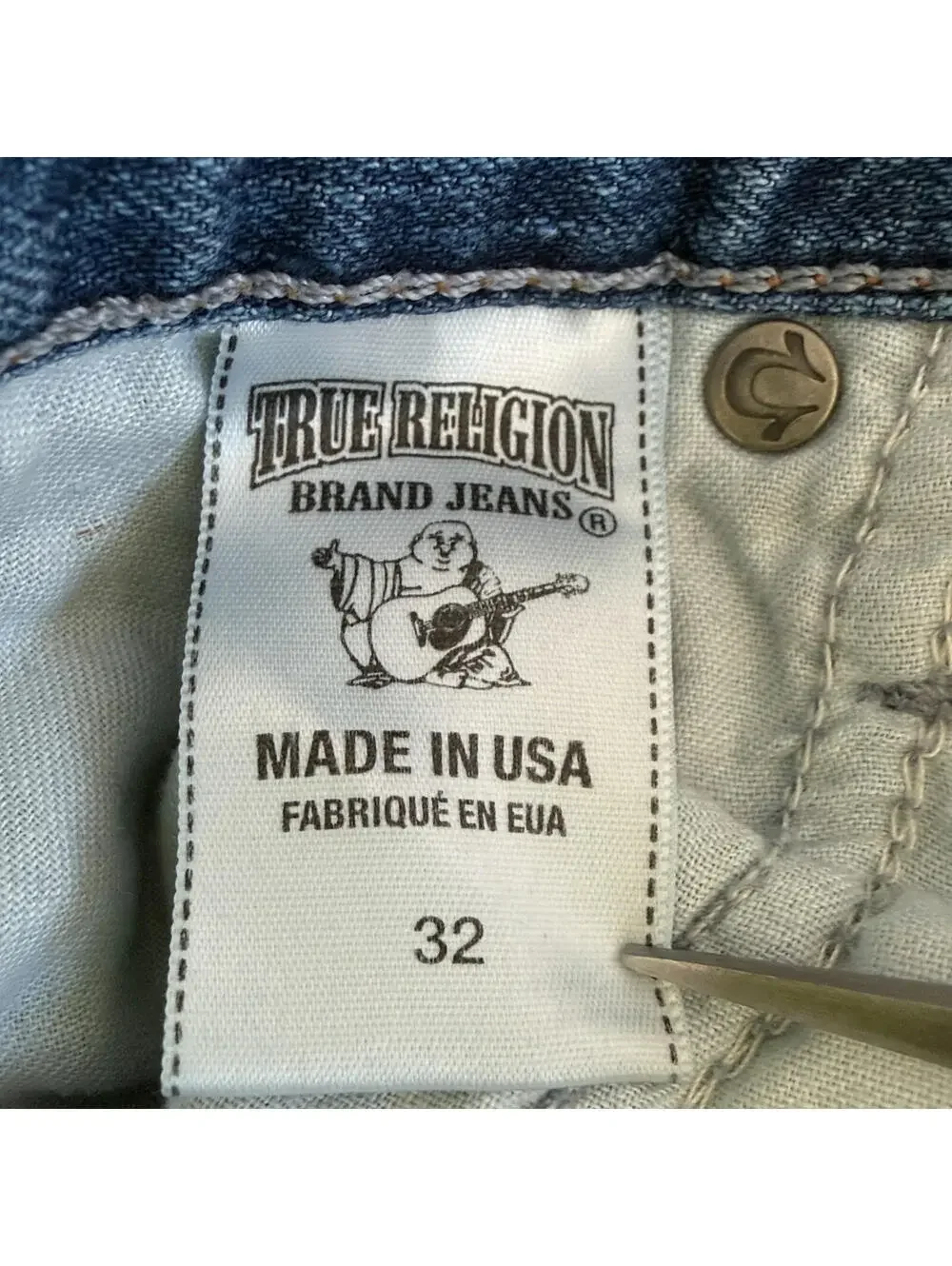 True Religion Geno Slim Distressed Denim Cut Off Shorts Made USA Mens 32